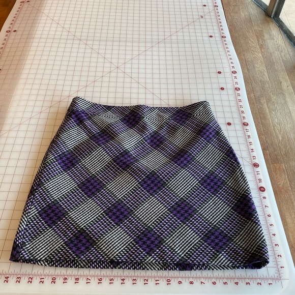 Ann Taylor Loft black white & purple plaid pencil a line work skirt size 14 - Picture 2 of 14